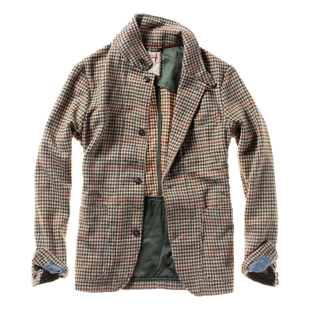 Relwen Heritage Blazer Large Cream/Brown/Guncheck/herringbone Jacket